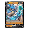 A single Pokémon trading card featuring Lucario, a blue and white electric-type Pokémon, with the card design including a black border, orange health points, and printed attack text and level 210 at the top right.