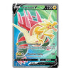 A single Pokémon trading card for Dracozolt V, shown flat against a plain white background. The card features artwork of a yellow dragon with red spikes, a green-to-blue swirling background, and standard trading card text and stats.