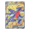 A single Pokémon trading card featuring Synthia's Garbomp EX from the Eevee expansion, with a purple and red dragon illustration, gold background, and silver card border.
