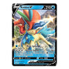 A single Pokémon trading card featuring Keldeo V, shown against a plain white background. The card has a black border with blue and white design elements and a large illustrated character in red, blue, and cream tones.