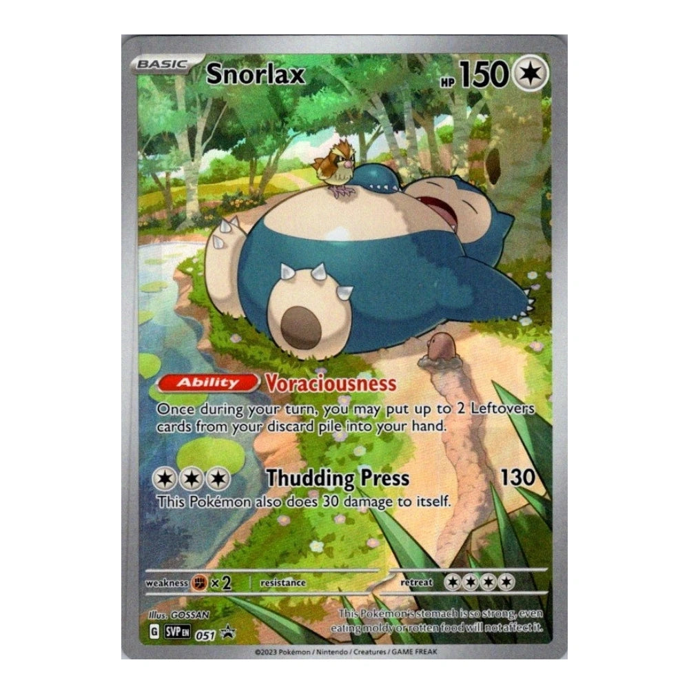 A single Pokémon trading card for Snorlax from the Basic set, shown against a plain white background. The card features artwork of a blue-and-cream sleeping creature in a grassy forest scene, with game text and stats printed on the front.