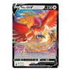 Ho-Oh V Pokémon trading card featuring vibrant full-art artwork of the legendary fire bird with Reviving Flame ability and Rainbow Burn attack, HP 230, from the Silver Tempest expansion.