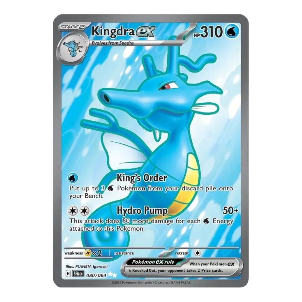 A single Pokémon trading card featuring Kingdra EX from the EX Platinum expansion, with a blue dragon illustration on a light blue background and a gray card border.