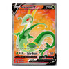 A single Pokémon trading card featuring Serperion V, a green dragon-type Pokémon, with a fiery orange and yellow background. The card includes game text, attack labels, and a black border with a silver foil edge.