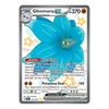 A single Pokémon trading card for Glimmora EX, shown flat against a plain white background. The card features a large blue flower-like Glimmora with yellow eyes, silver and black border elements, and printed text including 'Stage 1', 'HP 270', and 'Dust Field' and 'Poisonous Gem'.