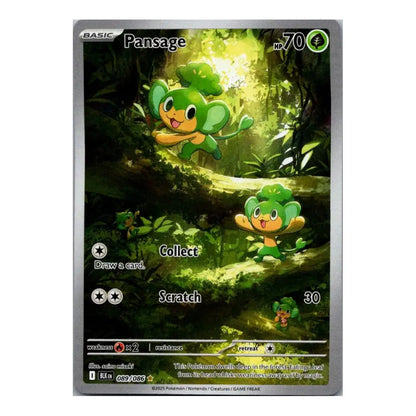 A Pokémon trading card featuring Pansage from the Grass/Poison family, shown against a plain white background.