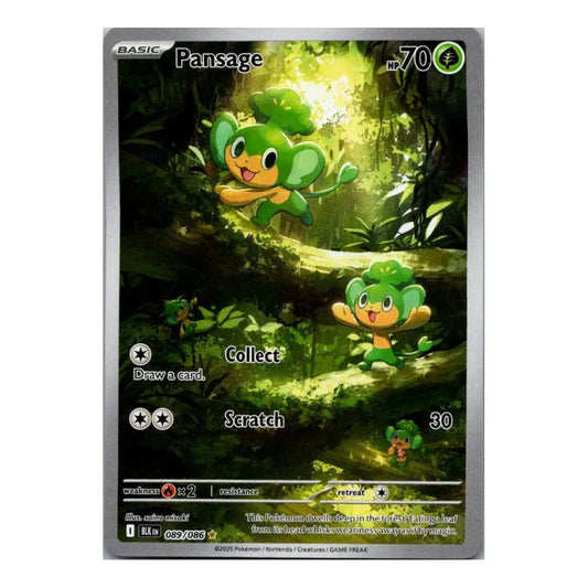 A Pokémon trading card featuring Pansage from the Grass/Poison family, shown against a plain white background.