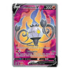 A single Pokémon trading card for Chandelure, shown against a plain white background. The card features Chandelure with glowing yellow eyes and dark curled arms, surrounded by orange, yellow, and blue flames.