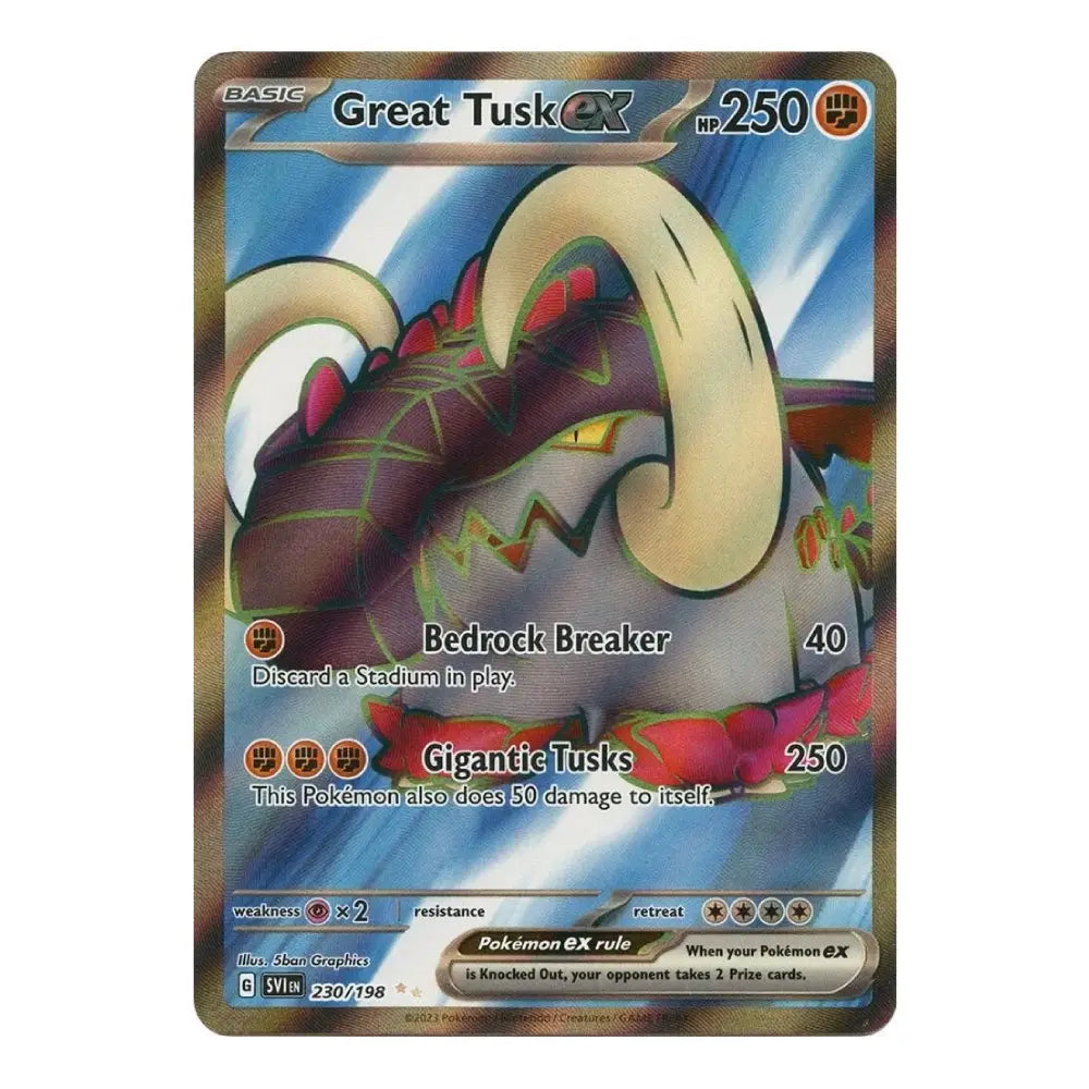 A single Pokémon trading card for Great Tusk GX from the GX Blast Saga set, featuring artwork of the character with a gold foil border on a white background.