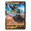 A single Pokémon trading card for Kleavor V, shown against a plain white background. The card features artwork of Kleavor leaping forward over a dark ridge, with a blue sky and orange ground in the scene.