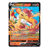 A single Pokémon trading card for Simisear V from the Basic set, featuring a fiery red and yellow character on a black card border with orange flame effects.