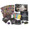 Pokémon TCG booster pack set and accessory kit displayed on a white background, including multiple booster packs, a black display box with a silver dragon illustration, a player's guide, cards, sleeves, dice, and a coin.