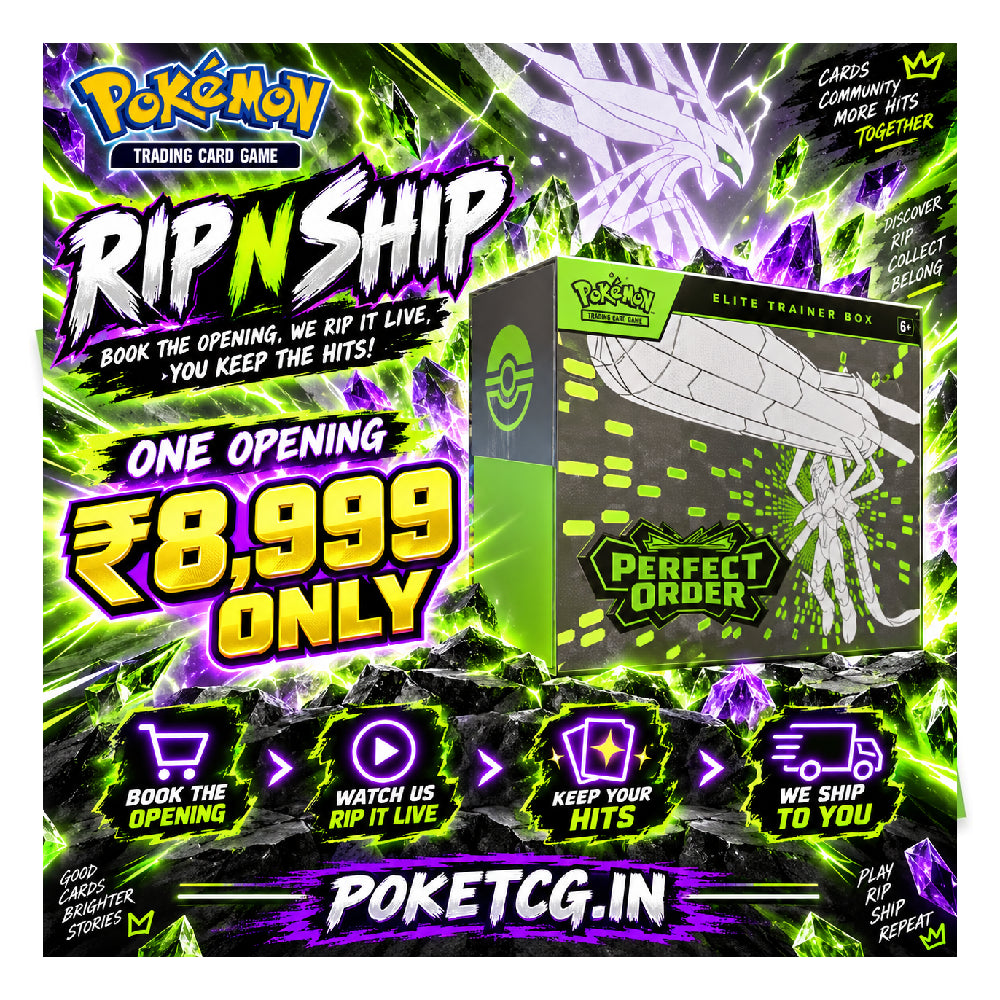 Promotional graphic for a Pokémon Trading Card Game 'Rip n Ship' limited slipcase trainer box. The box is shown on the right, featuring a white line-art Sylveon on a green and black background.