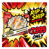 Pokémon Super Electric Breaker card box shown on a bold comic-style promotional background with large text reading 'RIP N SHIP' and '€7,999 ONLY'.