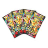 Five fanned-out Pokémon booster packs featuring the 'Ascended Heroes' set, with colorful artwork of a yellow bird-like character and the Pokémon logo on a plain white background.