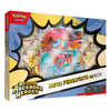 Pokémon Trading Card Game Mega Feraligatr ex Box set packaging, featuring a comic-style comic-book box design with a clear window displaying trading cards inside.