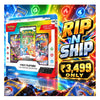 Pokémon Trading Card Game Series 3 illustration collection box set with promotional text 'RIP N SHIP' and price '¥,3,499 ONLY' on a colorful neon background.