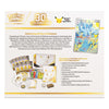 Promotional graphic for the Pokémon TCG 30th Celebration Elite Trainer Box, showing the product contents including booster packs, cards, coins, and a guide, alongside a sample card and a Pokémon logo.
