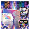 Pokémon Prismatic Evolutions Super-Premium Collection box shown with a large 'RIP N SHIP' graphic and a price badge of ‚₵38,999 ONLY” against a colorful crystal-and-lens background.