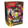 Pokémon Trading Card Game Mega Evolution Perfect Order Build or Battle box art packaging, featuring a stylized green and black spider-like card artist character on a colorful abstract background.