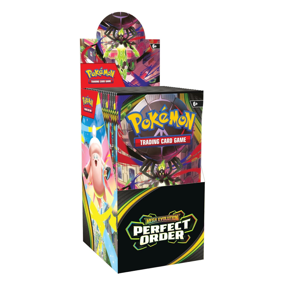 Pokémon Trading Card Game Perfect Order display box with multiple booster packs visible inside, shown on a plain white background.