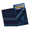 Set of Pokémon trading cards with a dark blue card featuring a dragon-like creature on a white background.