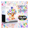 Pokémon Evolution Prismatique limited edition gift box packaging shown alongside promotional text reading 'RIP N SHIP' and a price badge of '₥24,499 ONLY' on a sparkling holographic background.