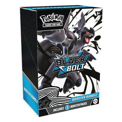 Pokémon Trading Card Game Super Volt Black Bolt Booster Bundle box, featuring artwork of Black Bolt with blue and black accents on a white background.