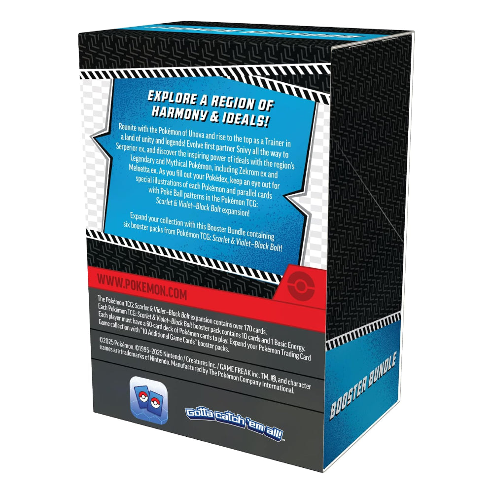 A boxed product package shown at an angle on a plain white background. The box is predominantly black with a textured pattern, large blue panels, white text, and a red circular badge.