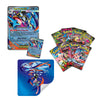 A Pokémon trading card set display featuring a large Magician-Cart (CA) holographic card, a smaller card, a blue illustrated sticker or mat, and several fanned Pokémon TCG booster packs on a white background.