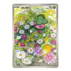 A Pokémon trading card featuring the character Carbink in a field of white, yellow, and pink flowers. The card has a metallic silver border and Japanese text, with a clean white background.