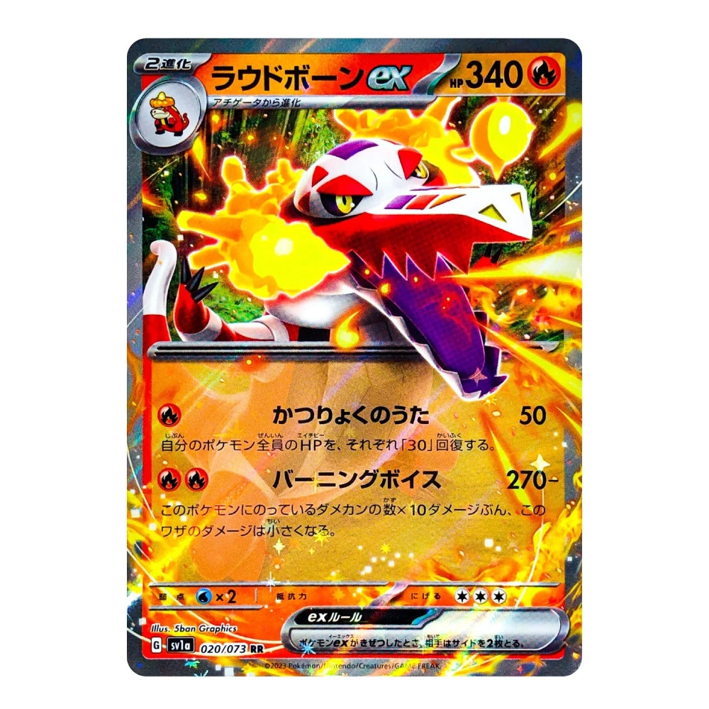 A single Pokémon trading card featuring the EX form of Ludicolo, with Japanese text, a fiery orange and yellow background, and the card border visible against a plain white background.