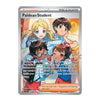 A Pokémon Trading Card Game card for 'Paldean Student' from the Paldean Fates expansion, featuring anime characters from the Paldean League on a silver card frame.