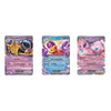 Three Pokémon trading cards shown side by side on a plain white background: Alakazam, Lillipup, and Mew.