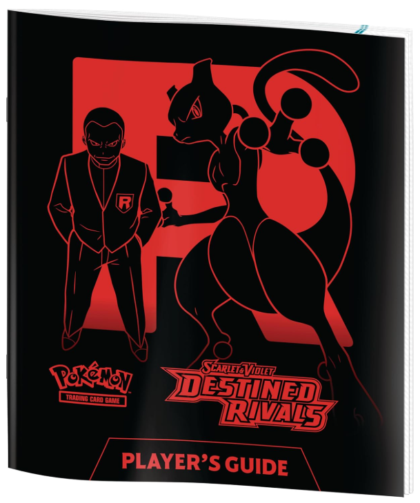Pokémon trading card game 'Destined Rivals' player's guide with red and black design.