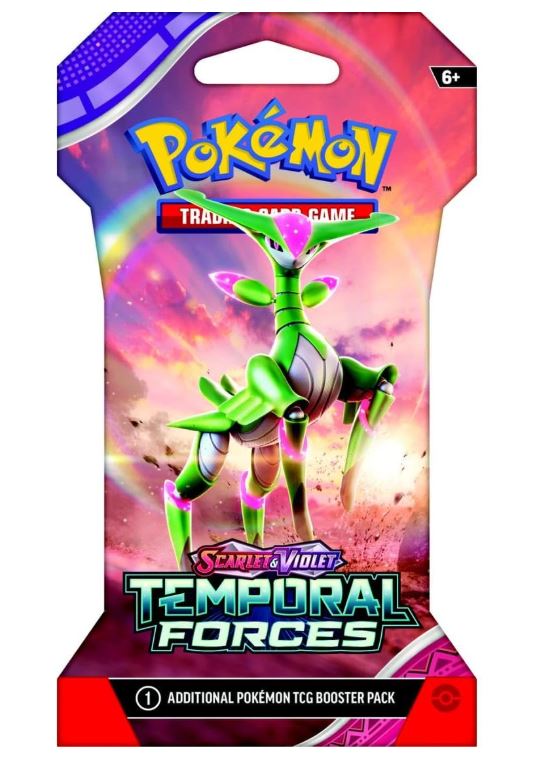 Pokémon trading card game booster pack with Charizard illustration on colorful background