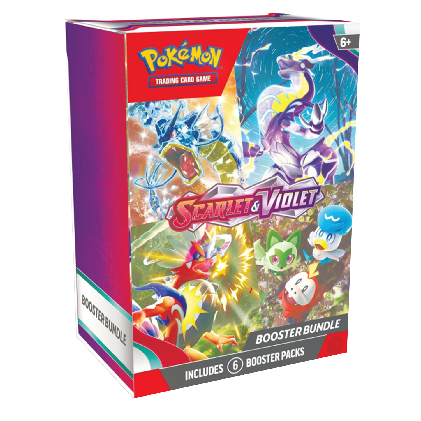 Pokémon trading card game booster bundle packaging with colorful characters on a white background