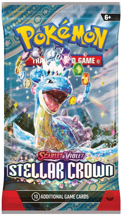 Pokémon trading card game pack featuring Scarlet & Violet Stellar Crown theme