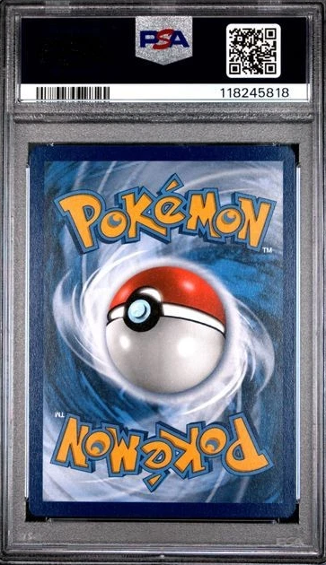 Pokémon trading card in a protective case with a PSA logo