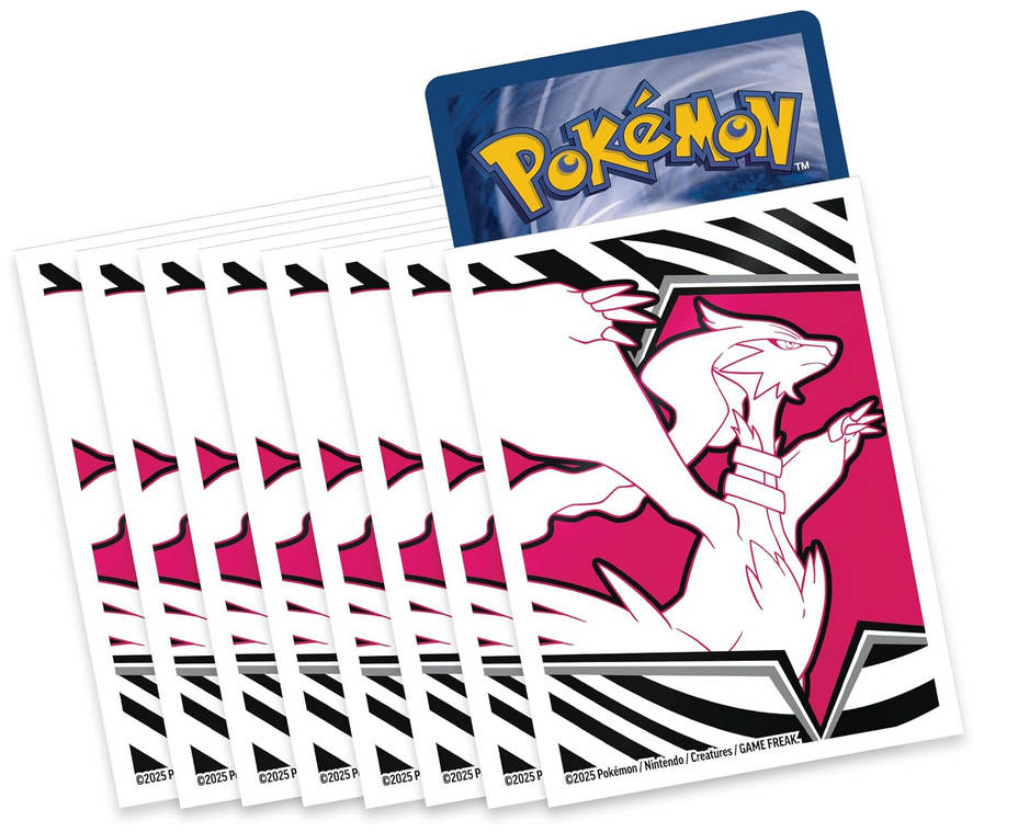 Pokémon trading card with a white wolf-like creature on a pink background, surrounded by additional cards.