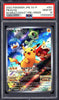Pokémon trading card featuring Pikachu and other characters in a colorful design, with a PSA grading label on top.
