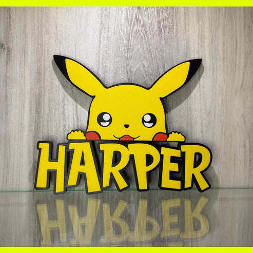 Pokemon Name Inspired Plate For Him For Her Game Name Plate Pokemon Birthday Nursery Game Room Sign Game room Gift Idea Cake topper