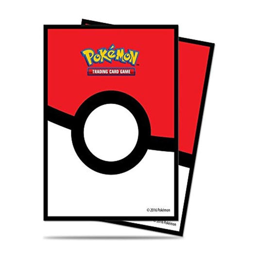 Two red card sleeves with a black border featuring the Pokémon logo on a white background.