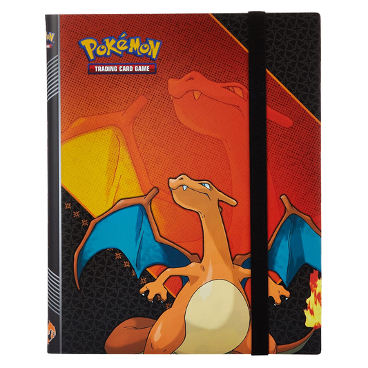 Pokemon trading card game notebook with Charizard illustration