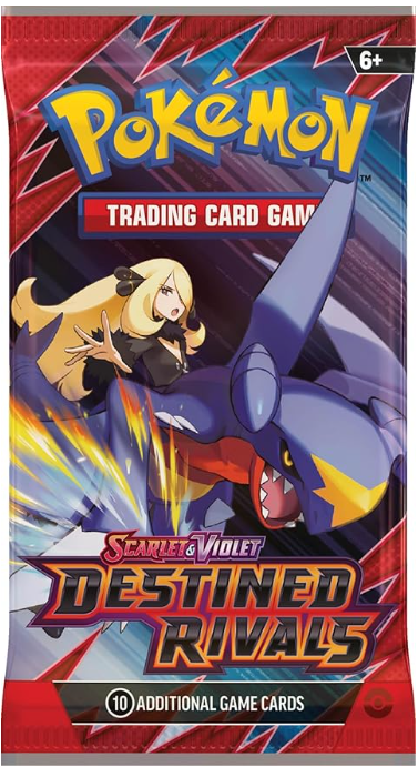 Pokémon Trading Card Game pack featuring two characters on a red and blue background