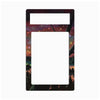 A decorative phone case or frame with a large blank white center and a colorful illustrated border featuring a starry night sky, trees, and small glowing lights.