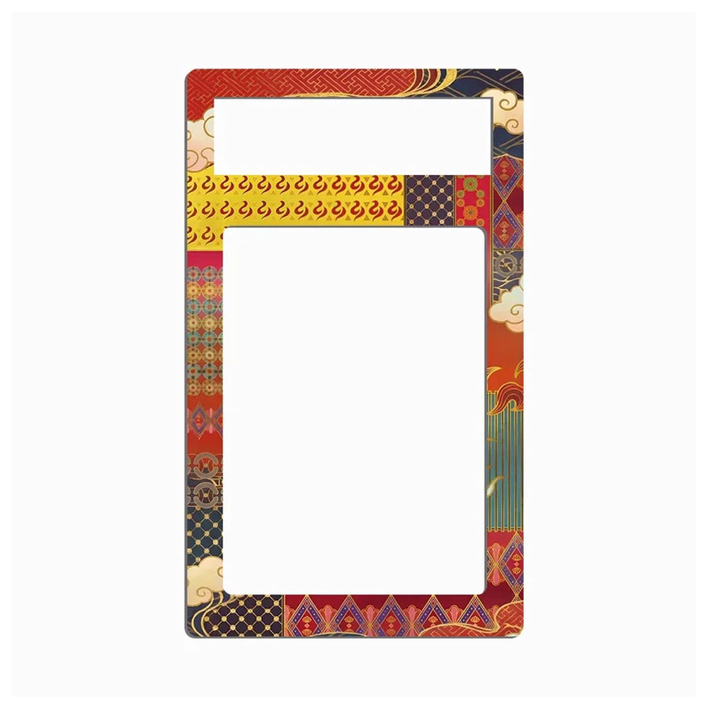 A decorative rectangular picture frame with a traditional Japanese-inspired pattern featuring red, gold, navy, and beige elements, shown against a plain white background.