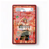 A collectible sample card from Portgas D. Arp, featuring an illustration of a character from One Piece on a red and orange graffiti-style background, framed in a red border.