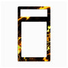 A rectangular black plastic frame or insert with a fiery flame pattern in orange, yellow, and white, shown against a plain white background.