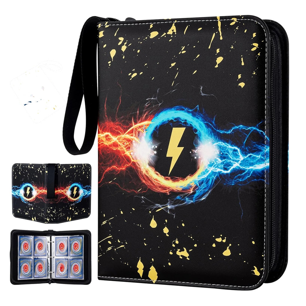 Card holder with lightning design on a black background